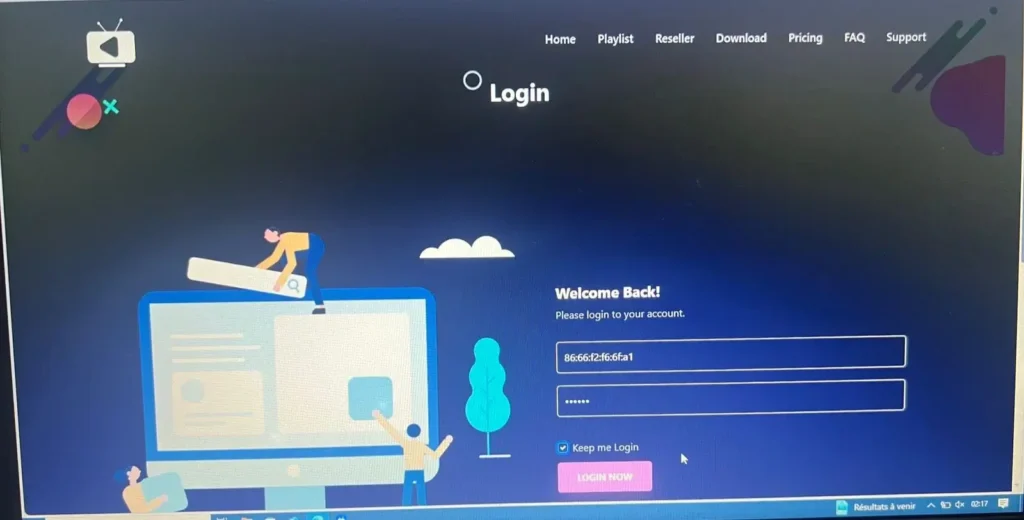 register in stream iptv player