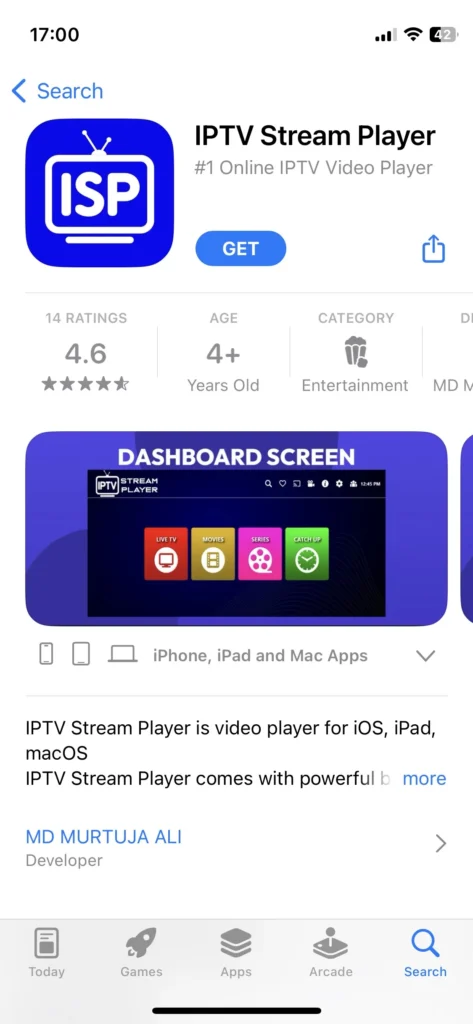 IPTV stream player for iOS