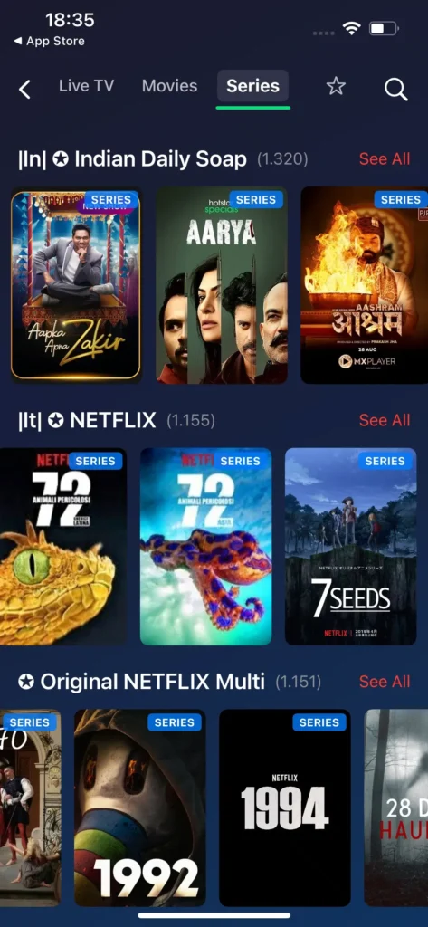series, movies on iOS