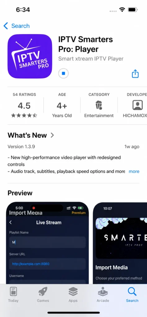 IPTV Smarters Pro on iOS